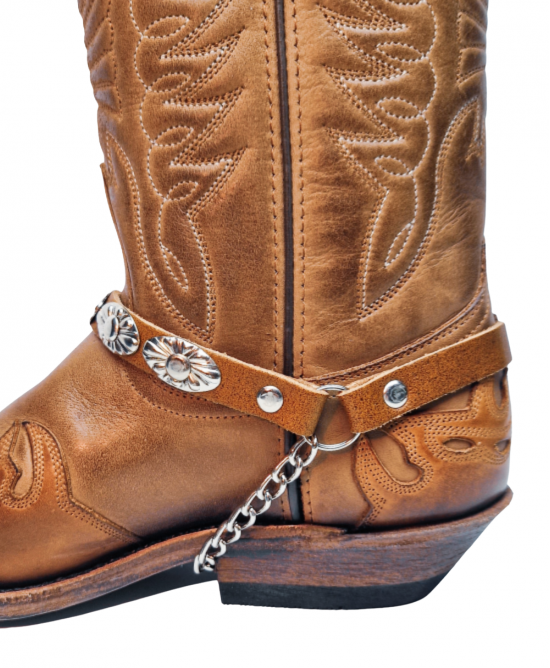 Boot Straps Oval Tan Distressed